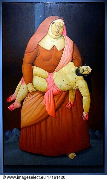image-stock-fernando-botero---via-crucis-or-the-way-of-the-cross---exhibition-in-royal-palace-of-palermo---norman-palace---palermo---sicily---italy---europe---painting---la-pieta---oil-on-canvas--------------x-----